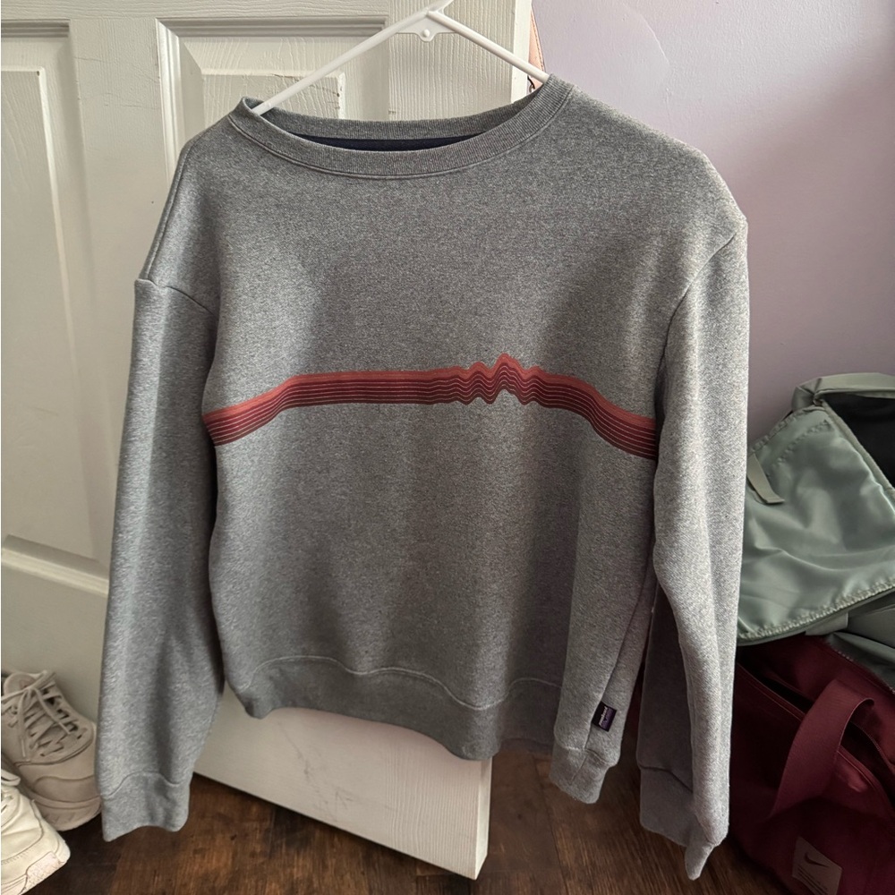 Patagonia Gray Sweatshirt with Red Stripe